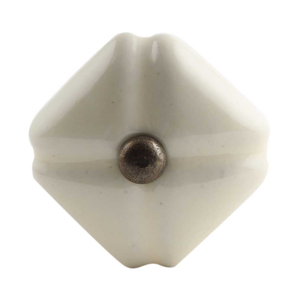 Solid Cream Medium Square Ceramic Wardrobe Knob